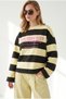 Women's Brown Yellow Thick Striped Printed Thick Non-Padded Sweatshirt Swt-19000823 - 3