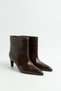 Boots 2609 - Leather Look Pointed Toe Bitter Brown Croc Women's Boots - 2