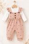 Baby Girl Set with Badili Bow Pattern, Suspender Salopet and Socks, 3-Piece Seasonal Set - 5