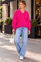 New Season Women's V-Neck Soft Textured Oversize Knitwear Sweater – Comfortable Fit, Long Sleeves, Long Back - 3