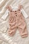 Baby Girl Set with Badili Bow Pattern, Suspender Salopet and Socks, 3-Piece Seasonal Set - 2