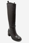Genoa Brown Leather Buckle Women's Thick Heeled Riding Boots - 6