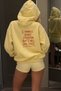 Women's Oversize Hoodie Cry First Printed Yellow – Hooded, Kangaroo Pocket, 3-Thread Raster Fleece - 5