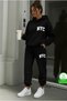 Unisex Nyc Text Printed Top and Bottom Track Suit Set