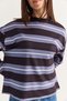 Women's Lilac Striped Crew Neck Oversized Long Sleeve Modal Sweatshirt 927-4 60286764 - 6