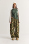 Women's Green Camouflage Patterned Trousers with Elastic Waistband, Yp5700 60286765. - 2