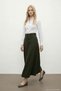 Perye Elastic Waistband Detailed Evaze A-Line Women's Long Skirt & Hijab Skirt - Khaki Green