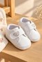 Baby Boy Teddy Bear Embroidered Velcro First Step Shoes 18-19 Number Newborn Leather Non-Slip Sole