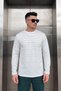 Men's White Green Striped Long Sleeve Textured Soft Premium Fabric T-Shirt - 2