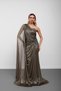Bronze One-Shoulder Cape Detailed Tulle Evening Dress - 3