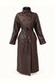 Brown Oversize Leather Trench Coat - 5