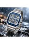 Royal Skeleton TR1005M Men's Square Watch, Blue Skeleton Dial, Silver Stainless Steel Bracelet, Quartz Analog Wrist Watch, Luxury Style Watch for Men, Gift for Men - 7