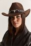 Women's Bitter Brown Cowboy Hat with Metal Accessories, Rivet Detail, and Cashmere Texture 60286770 - 3