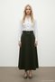 Perye Elastic Waistband Detailed Evaze A-Line Women's Long Skirt & Hijab Skirt - Khaki Green - 4