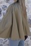 Khaki Standard Size Velvet Collar Poncho - 3