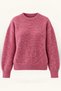 Women's Pink Melange Crew Neck Ultra Soft Textured Sweater