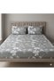 3 Pieces Flat Bedsheet Set with Floral Pattern King Size Bed Pillow Cover Set with 1 Bedsheet, 2 Pillow Cover Bedding Set King (U.K. Standard)) (Dark Gray Blue Floral, King (U.K. Standard)) - 3