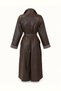 Brown Oversize Leather Trench Coat - 4