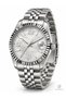 Men's Wristwatch White Honeycomb Pattern Dial Silver Color Steel Band Quartz with Calendar 3 Atm