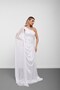 White one shoulder tulle evening dress with cape detail - 2