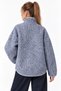 4984 Women's Zippered Front Pocket Stand Collar Fleece Sweatshirt Gray - 6