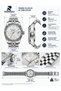 Men's Wristwatch White Honeycomb Pattern Dial Silver Color Steel Band Quartz with Calendar 3 Atm - 7