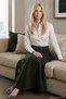Perye Elastic Waistband Detailed Evaze A-Line Women's Long Skirt & Hijab Skirt - Khaki Green - 3