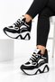 Women's Black and White High Heel Sneakers 10 cm Height - 3