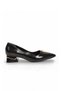 Black Thick Heeled Stone Detailed Pointed Toe Special Day and Night Women's Evening Dress Shoes - 2