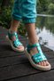 Water Green Velcro Strap Soft Comfortable Sole Girls' Sandals