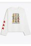 Oversize Long Sleeve T-Shirt 100% Cotton Ecru Western Dept. Cowboy Boots Printed - 4