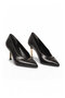 Black Leather Thin Heeled Pointed Toe Women's Special Day and Evening Dress Shoes - 4