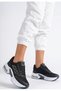 Black (White Sole) Lace-Up Women's Sports Shoes - 2