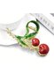 Cherry Figured Metal Hairpin - Luxury Claw Hair Clip with Golden Yellow Enamel Leaves - 2