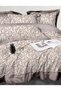 3 Pieces Flat Bedsheet Set with Floral Pattern King Size Bed Pillow Cover Set with 1 Bedsheet, 2 Pillow Cover Bedding Set (Cream Blue, King (U.K. Standard)) (Light Brown Floral, King (U.K. Standard)) - 2
