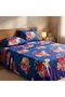 3 Pieces Flat Bedsheet Set with Floral Pattern King Size Bed Pillow Cover Set with 1 Bedsheet, 2 Pillow. Bedding Set (Blue Floral!!, King (U.K. Standard)) - 5