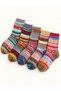 Colorful and Geometric Patterned Thick Knitted Winter Sock Set - 2