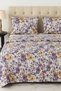 3 Pieces Flat Bedsheet Set with Floral Pattern King Size Bed Pillow Cover Set with 1 Bedsheet, 2 Pillow. Bedding Set (Purple., King (U.K. Standard))
