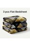 3 Pieces Flat Bedsheet Set with Floral Pattern King Size Bed Pillow Cover Set with 1 Bedsheet, 2 Pillow. Bedding Set (Black Gold Abstract, King (U.K. Standard)) - 4