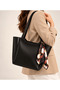 Women's Black Scarf Accessory Zippered Shoulder Bag - 3