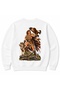 Graphic Cotton Crew Neck Sweatshirt with Wolf, Eagle and Warrior Figures - 2