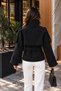 Bsk Model Stand Collar Thick Cashmere Lined Oversize Women's Coat Black Winter Buttoned Jacket - 2