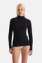 Black Modal Cashmere Turtleneck Long Sleeve Top Cashmere