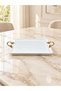 Kare Sunumluk Porcelain Tray with Gold Handles