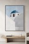 Santorini Blue Dome Architecture Wall Art | Portrait Framed Canvas Print | Luxury Home Decor