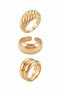 Women's Gold Color 3-Piece Combination Ring Set Croissant and Curved Model (Shipped with Box) - 2