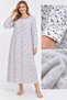 Plus Size Long Sleeve Inner Layered Women's (Mom's) Nightgown Floral Patterned Sleeves Buttoned Buttonhole Cuffs a Winter Product 100% Cotton - 2
