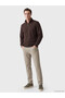 Ozmarka New Season Brown Stand Collar Men's Thick Sweatshirt - 2