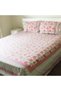 Bedsheet and 2 Pillow Covers - Baby Pink and Green Printed - 7