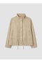 Özmarka New Season Beige Gathered Suede Look Women's Jacket - 6